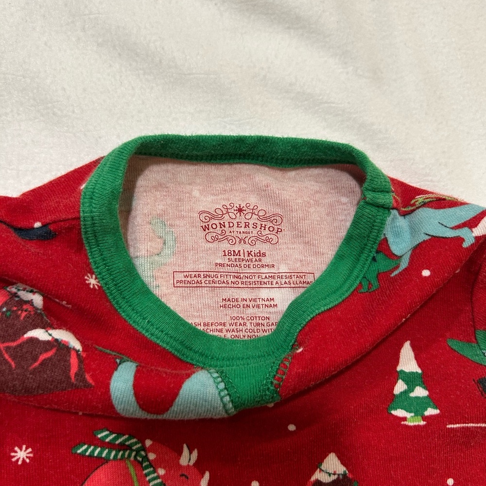 Target Wondershop Christmas Dinosaur Kids 18 month PJs